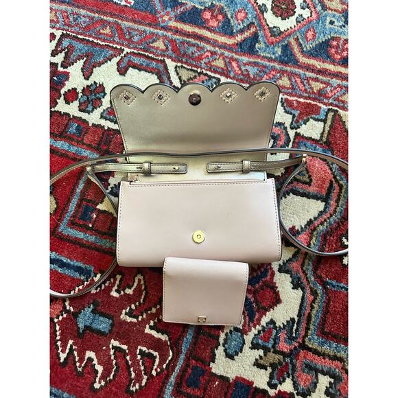 Kate Spade Gemma Crossbody Small Bag with Matching Wallet Pale Pink w/ Eyelets - Picture 11 of 13